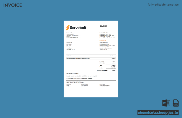 Beispielrechnungsvorschau für Servebolt, ein Hochleistungs-Hosting-Unternehmen aus Norwegen